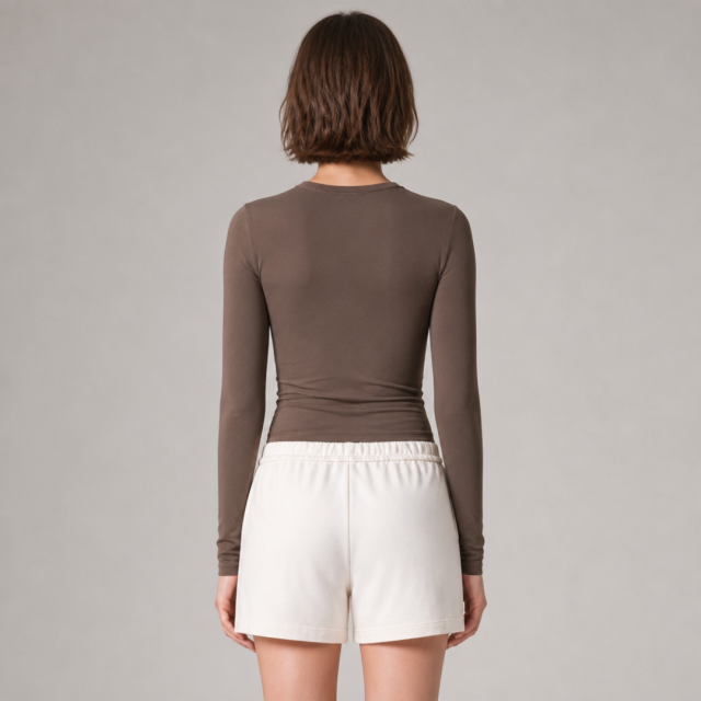 Women's Crew Neck Long Sleeve Yoga Tops Slim Fitted Workout Top