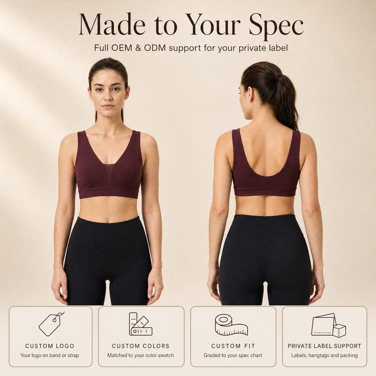 Women's Supportive Underband Plunge Sports Bra