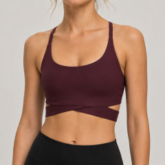 Women's Cross Strap Crossover Underband Side-cot up Sports Bra