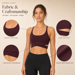 Women's Cross Strap Crossover Underband Side-cot up Sports Bra