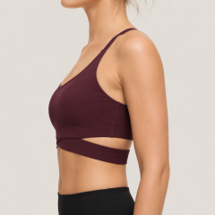 Women's Cross Strap Crossover Underband Side-cot up Sports Bra