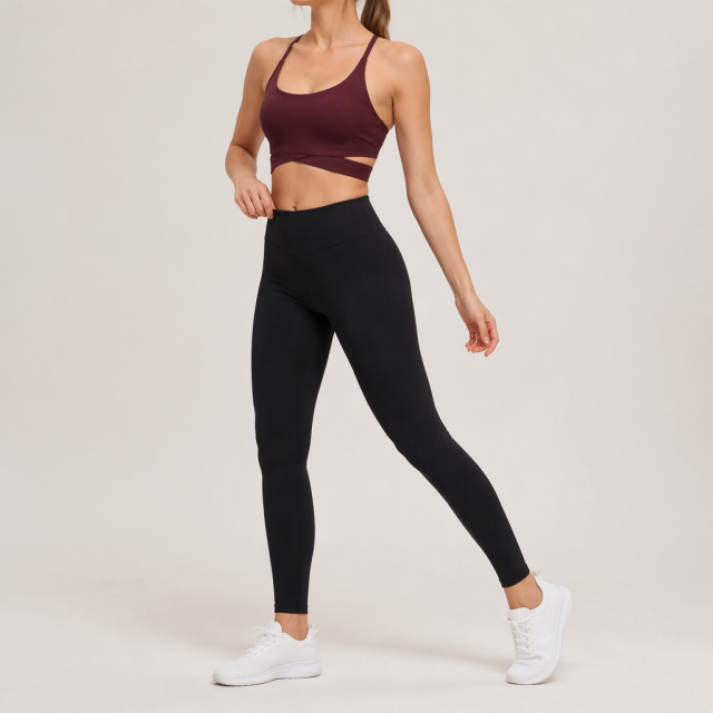 Women's Cross Strap Crossover Underband Side-cot up Sports Bra