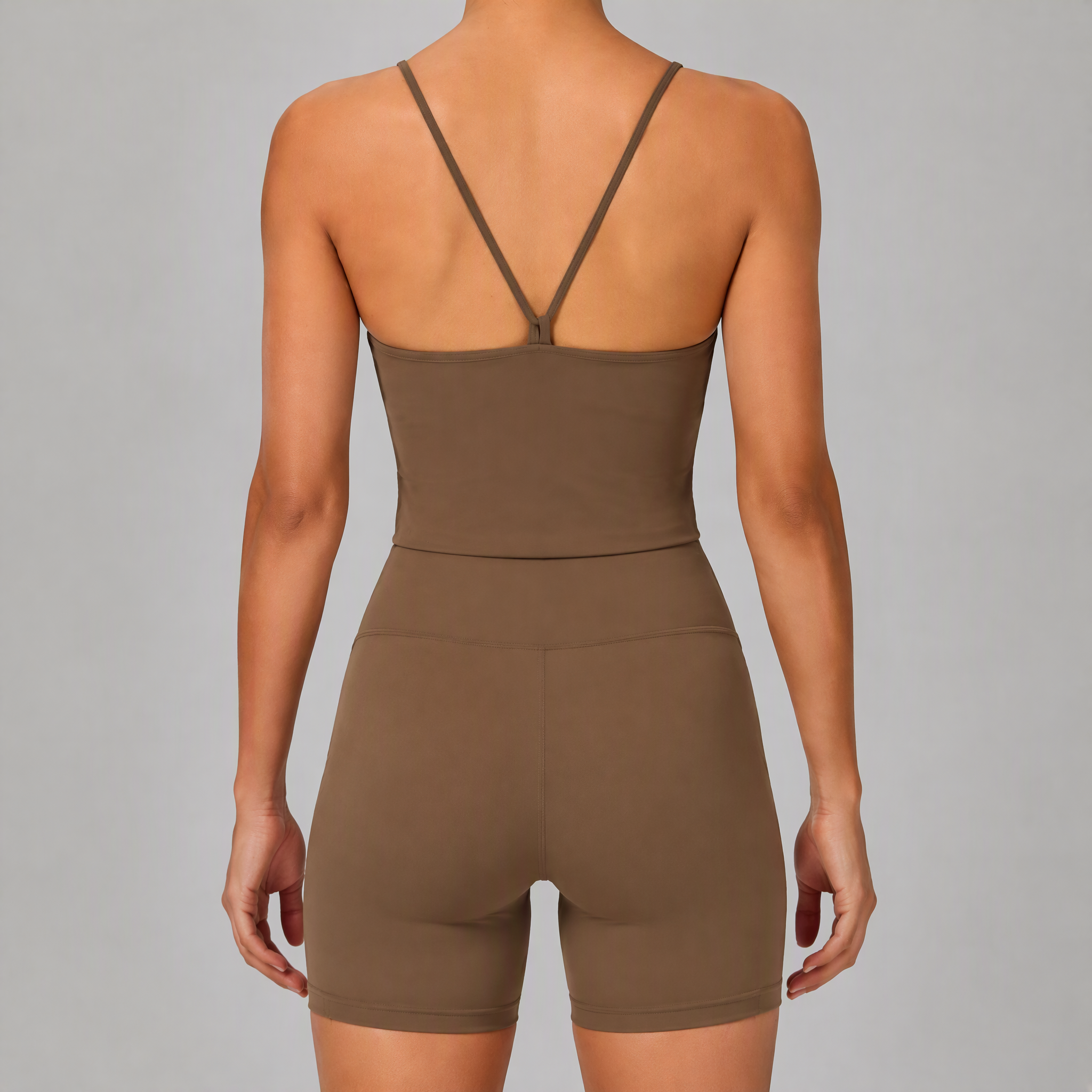 Women's Thin Strap Y Back Tank Tops Workout Gym Shorts Sets
