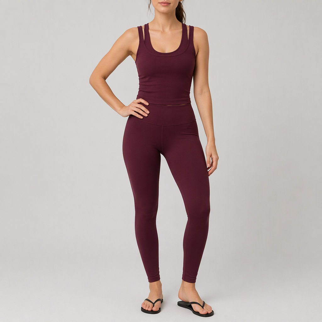 Women's Double Layer Straps Longline Workout Training Tank Top