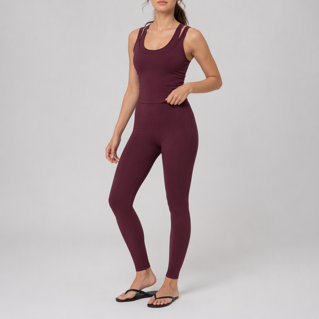 Women's Double Layer Straps Longline Workout Training Tank Top