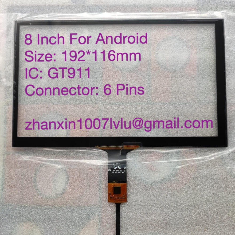 New 8 Inch 6 Pins Touch Screen Glass Digitizer JX-90010-FPC 192*116mm JR-005-GT911 For Variety Android Car Radio Navigation