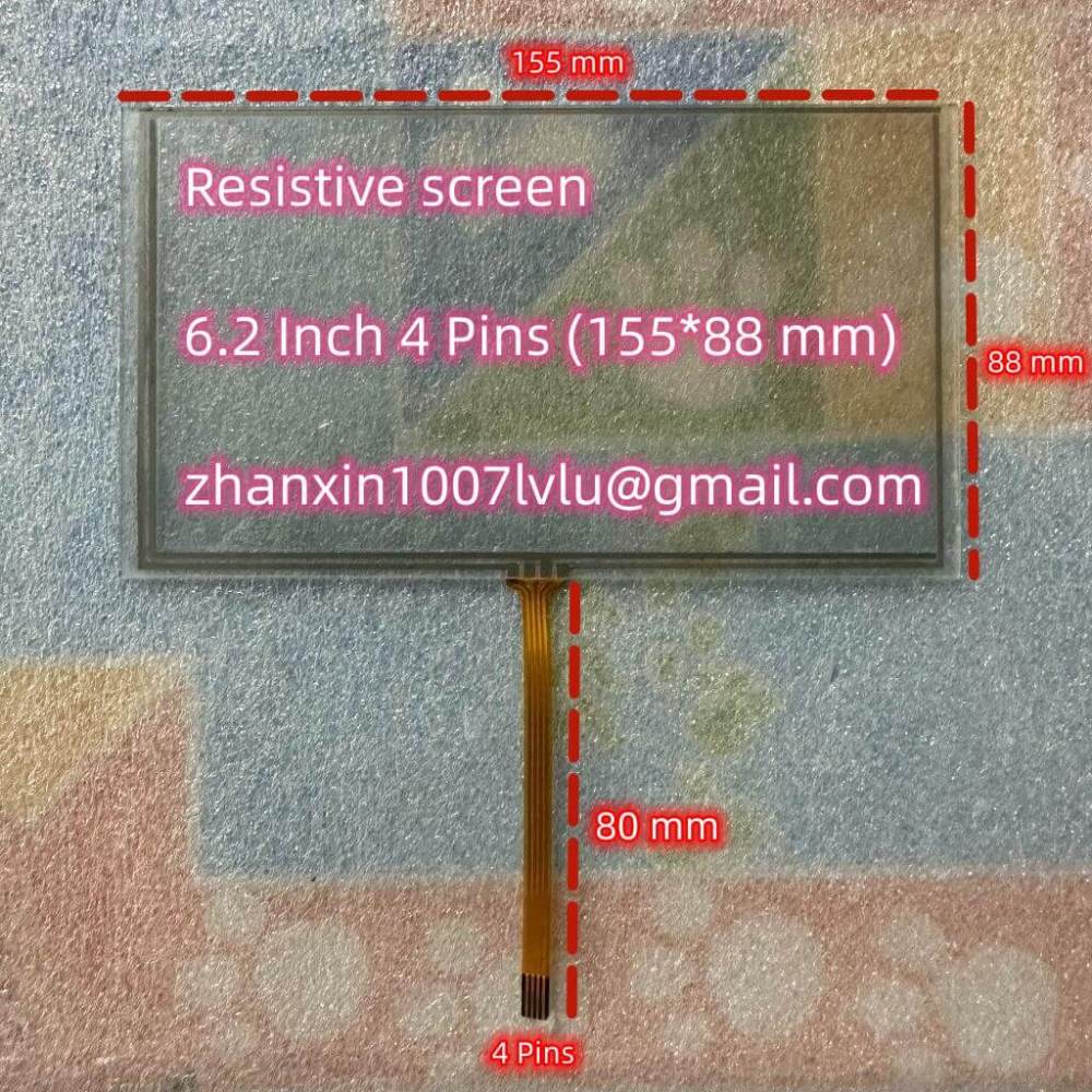 Wholesale New 6.2 Inch 4 Pin Resistive Touch Screen Glass Digitizer 155mm*88mm Car DVD Multimedia Player Navigation Radio