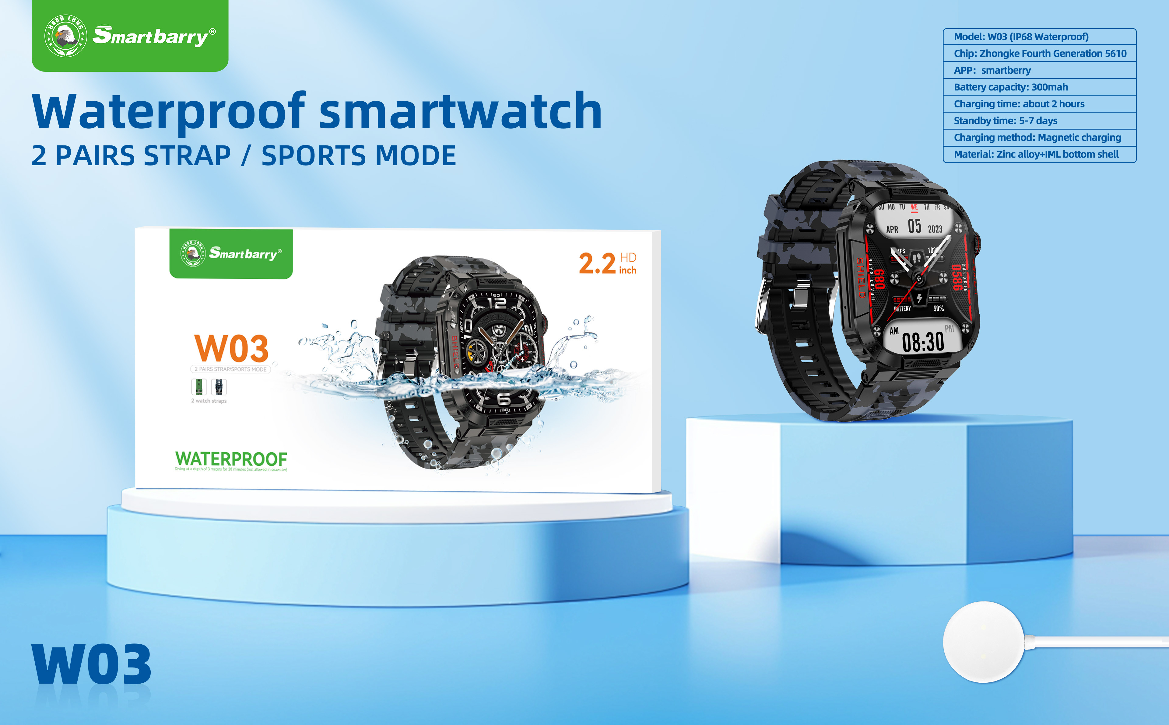 Waterproof smartwatch W03,Huilong Group