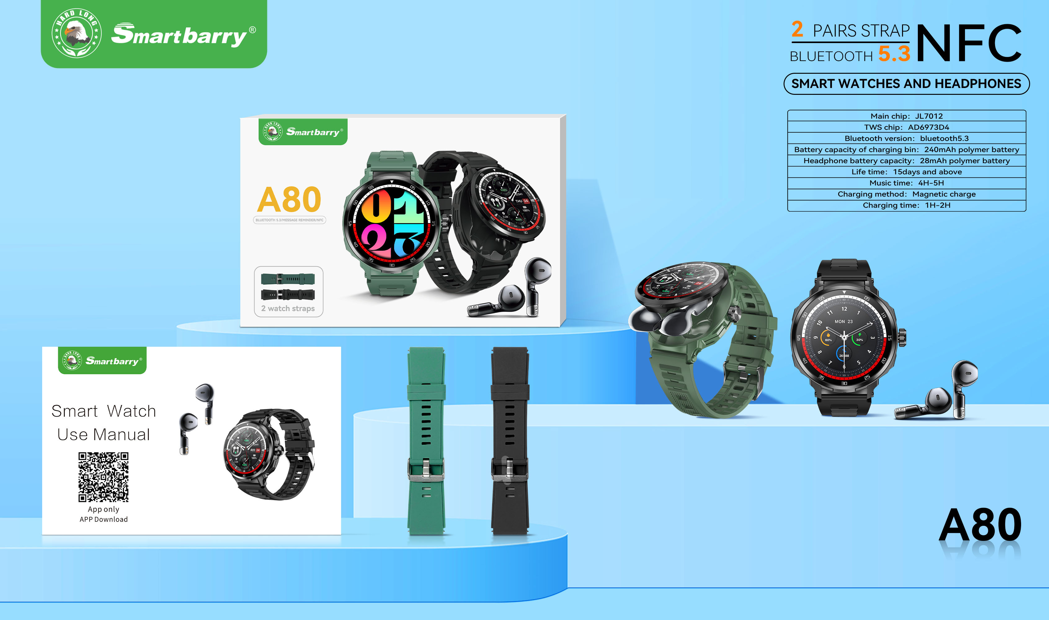 Watch Tws 2-in-1 A80,Huilong Group