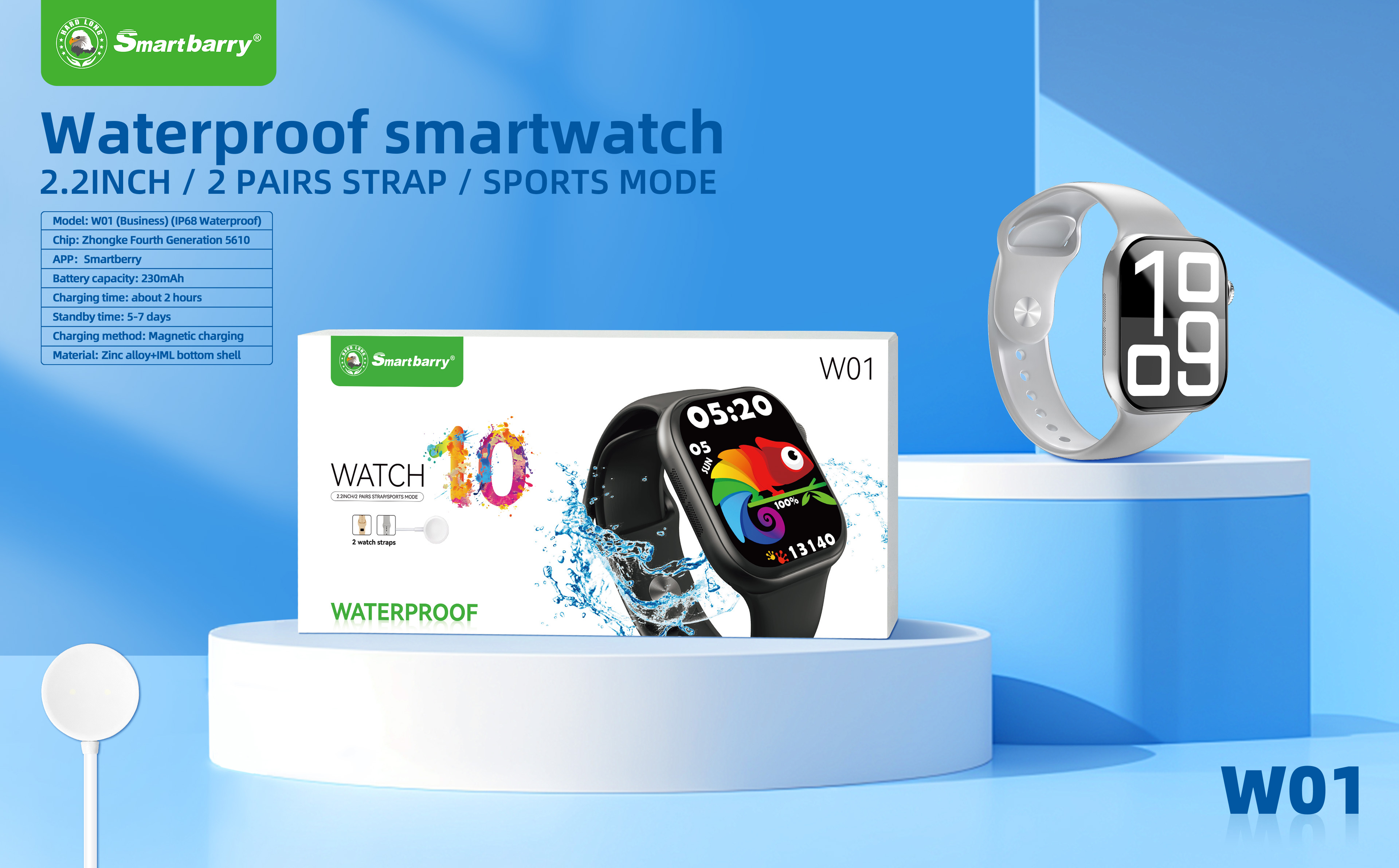 Waterproof smartwatch W01,Huilong Group