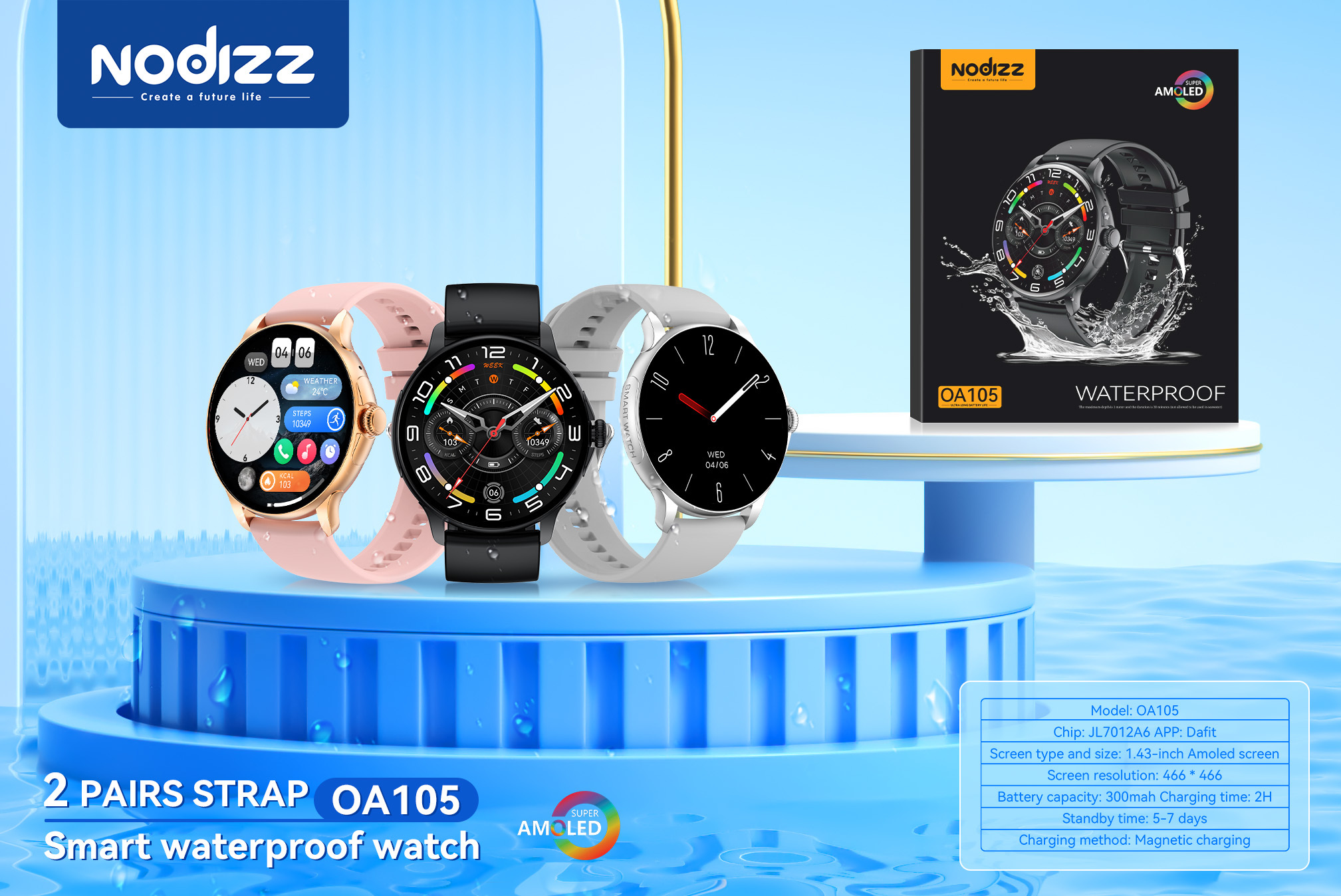 Waterproof smartwatch OA105,Huilong Group