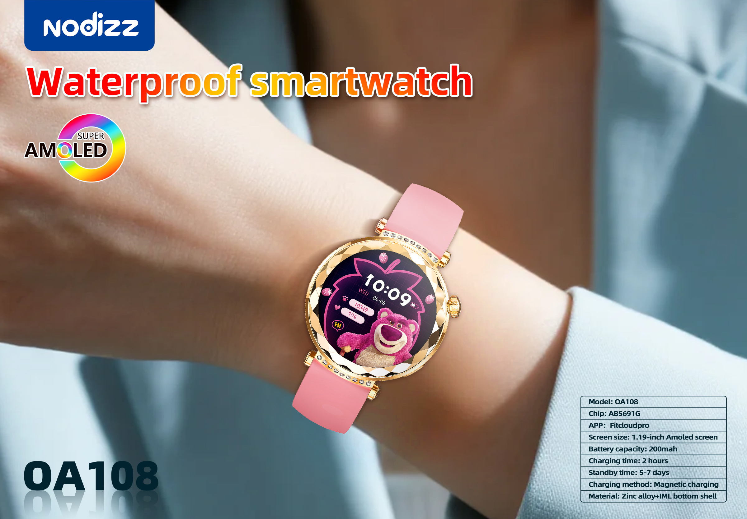 Waterproof smartwatch OA108,nodizz