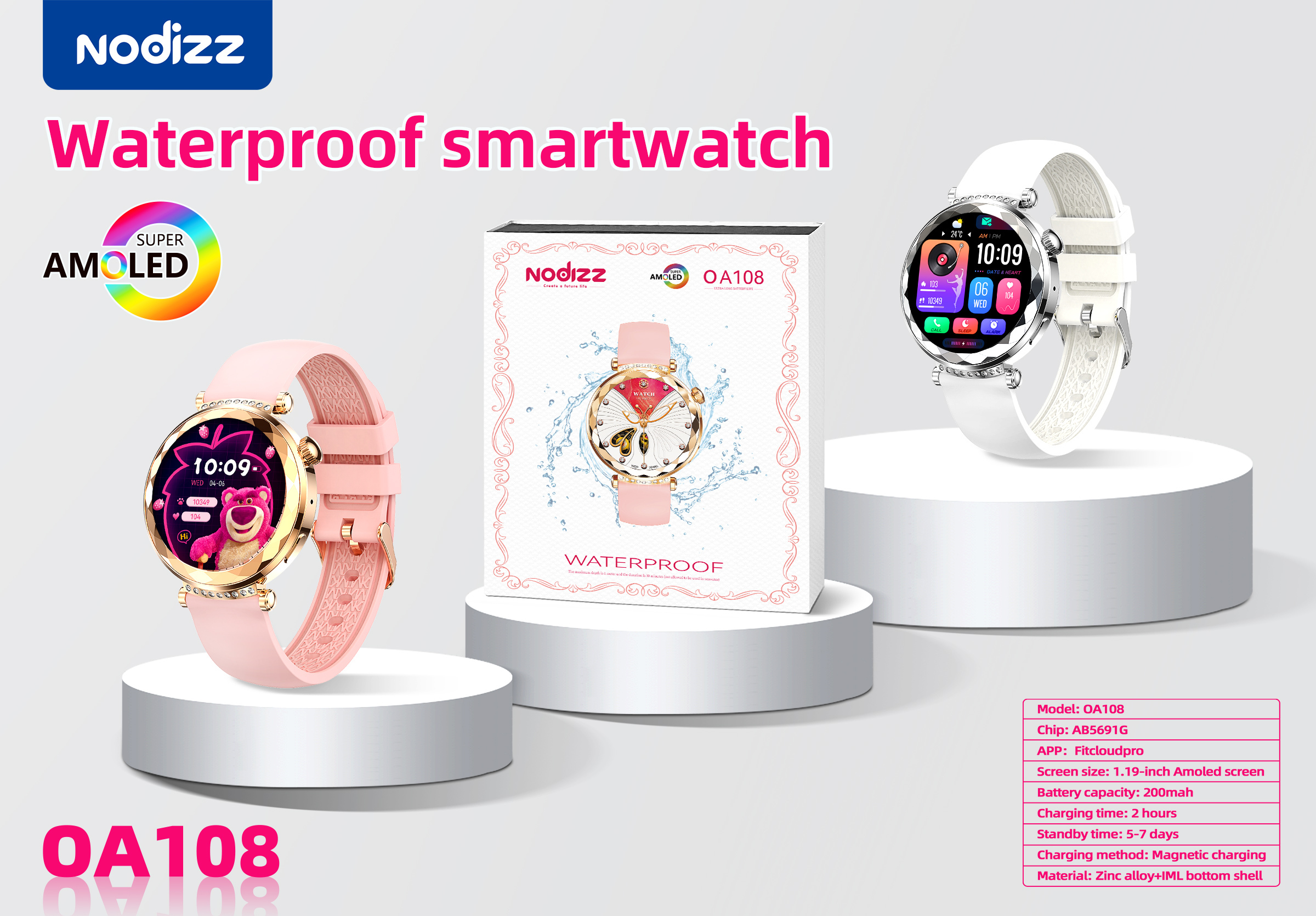 Waterproof smartwatch OA108,nodizz