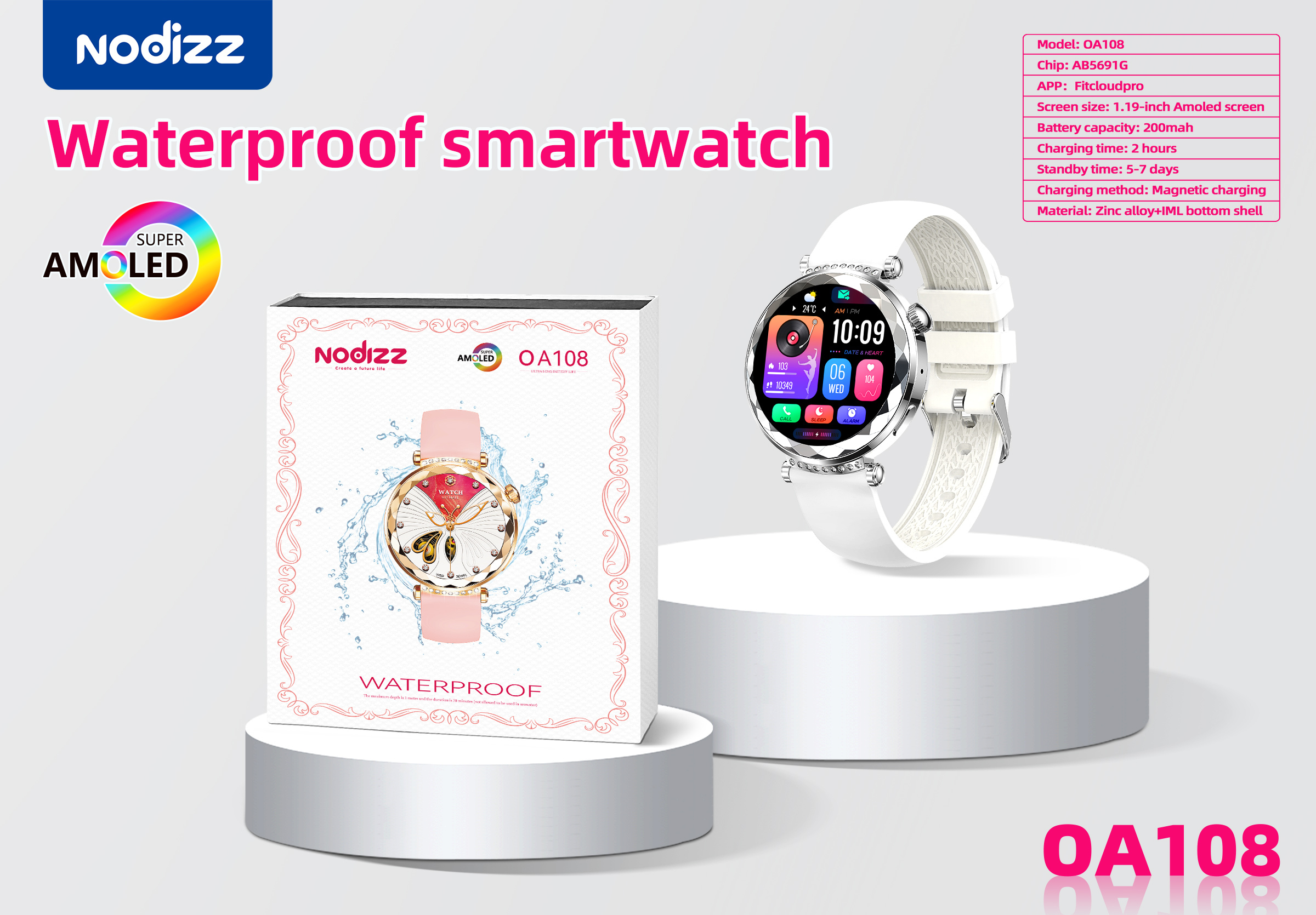 Waterproof smartwatch OA108,nodizz