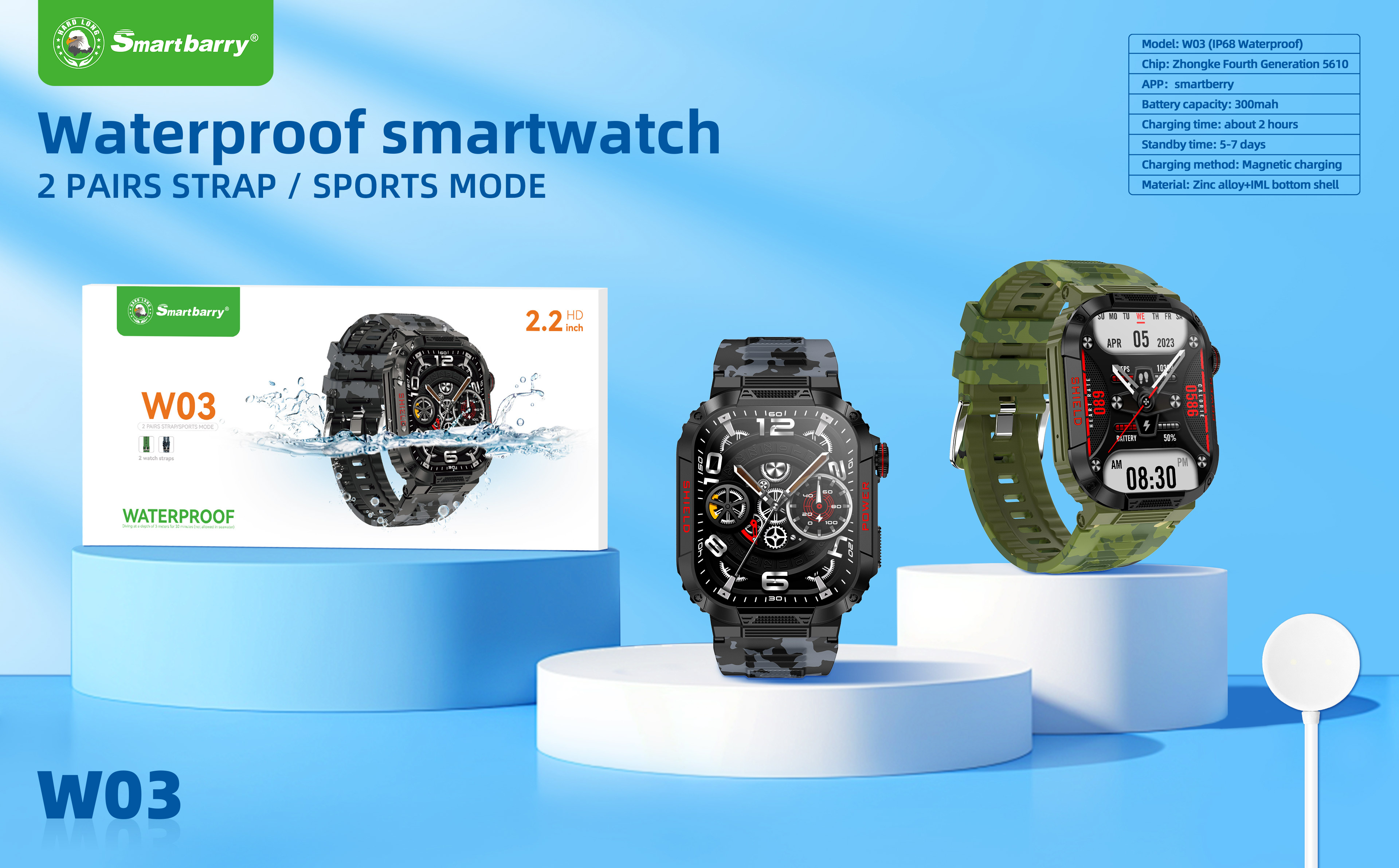 Waterproof smartwatch W03,Huilong Group