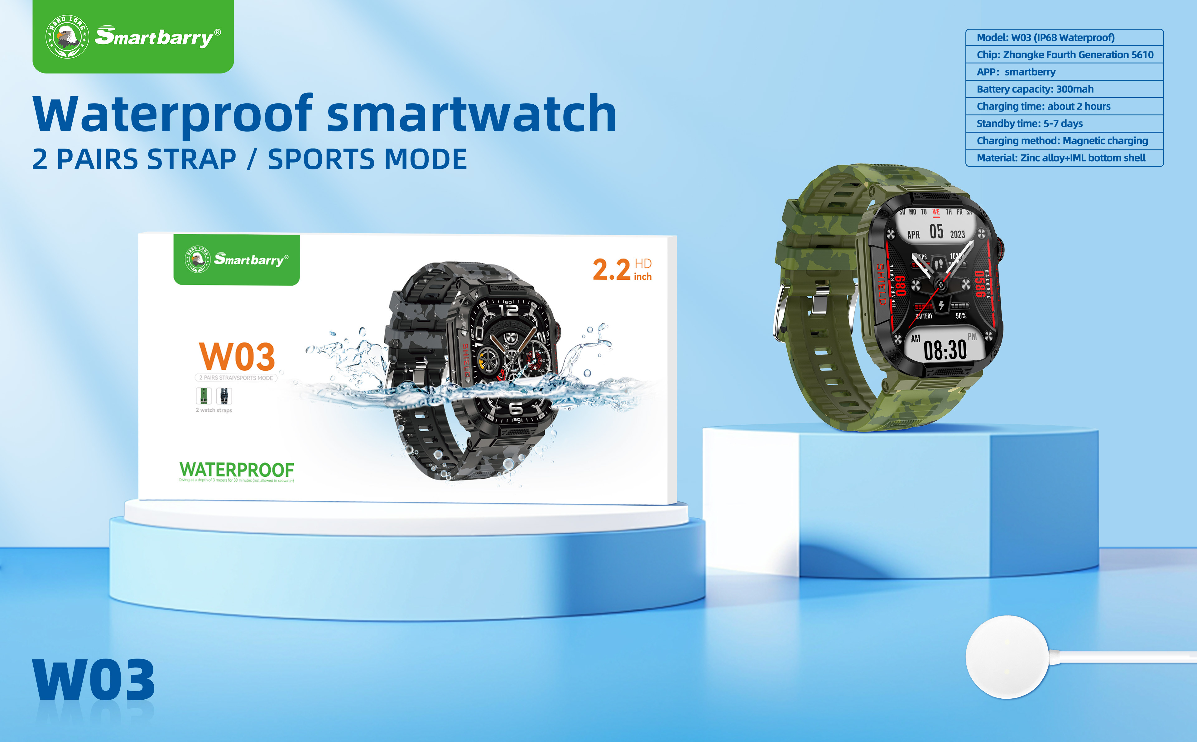 Waterproof smartwatch W03,Huilong Group