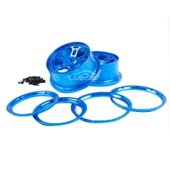CNC metal wheel hub and beadlock ring 4pcs/set blue for losi 5ive-T parts
