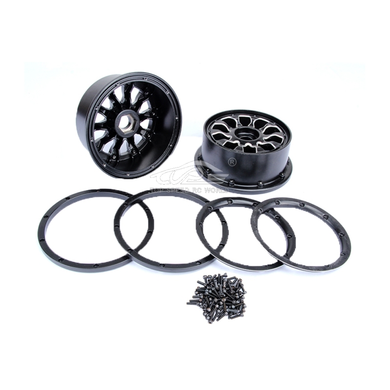 TOP SPEED RC WORLD Alloy wheel hub kit Black fit Losi 5ive T