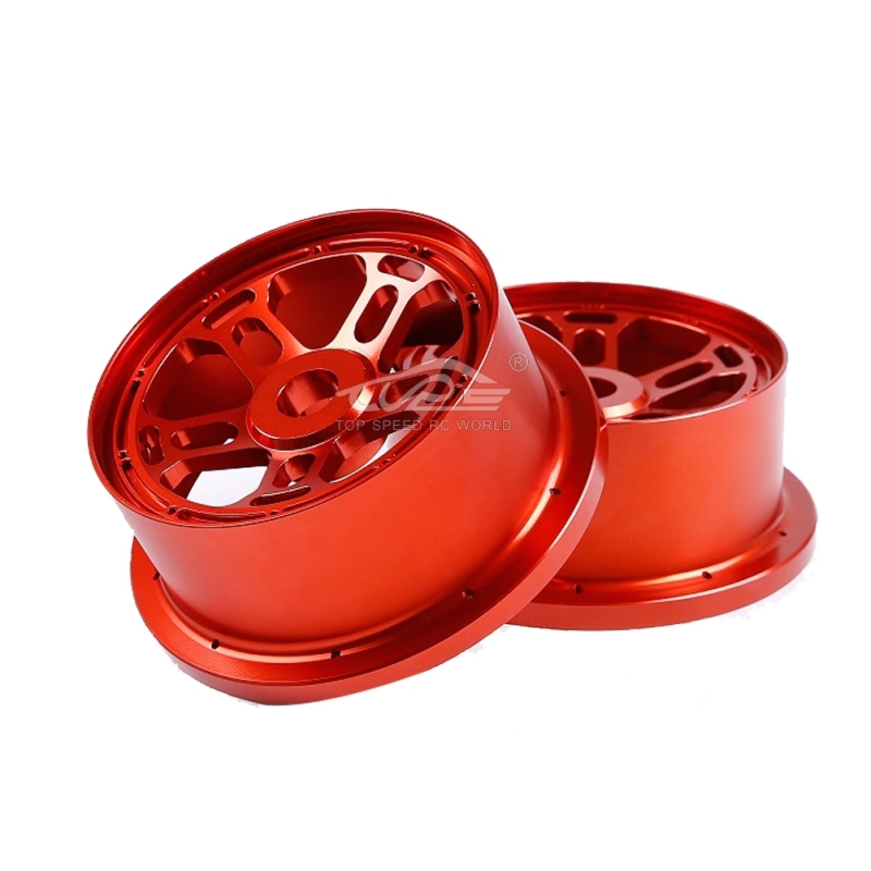 Alloy CNC Wheel Hub Kit with Nut 4Pcs Red for Losi 5ive T