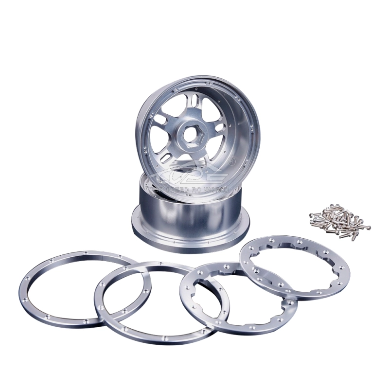 TOP SPEED RC WORLD Alloy CNC Front wheel hub Silver for HPI Baja 5B