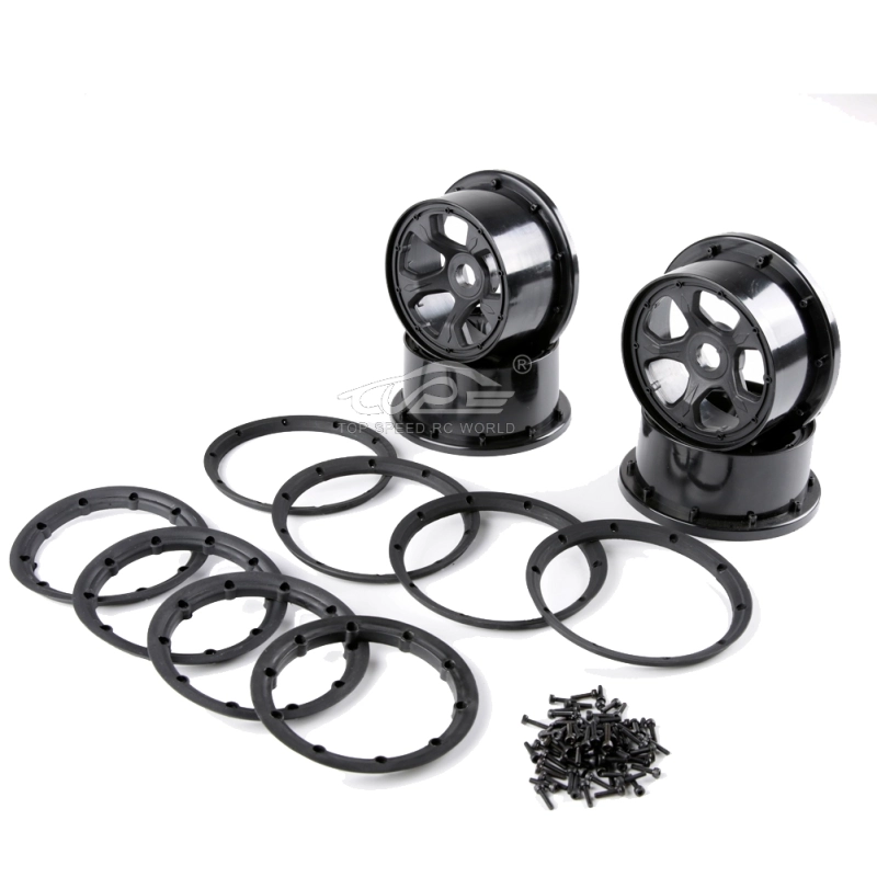 TOP SPEED RC WORLD Four generation wheel hubs,beadlocks kit for 1/5 hpi baja 5t 5sc