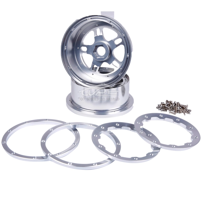 TOP SPEED RC WORLD Alloy CNC Front wheel hub Silver for HPI Baja 5B