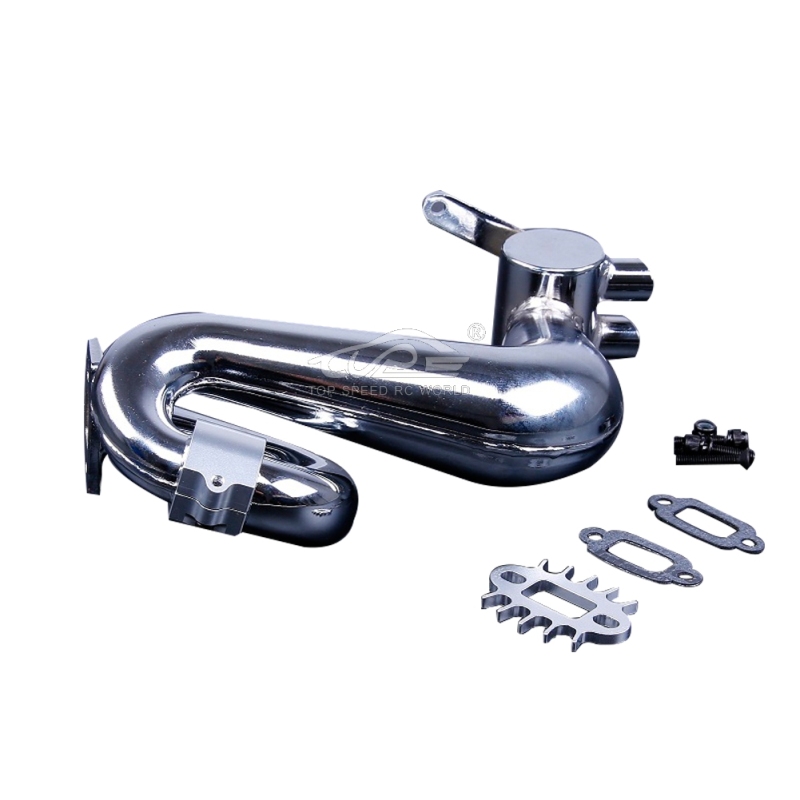 Alloy silencer exhaust pipe with Silver metal clamp for Hpi Baja 5B 5T 5SC