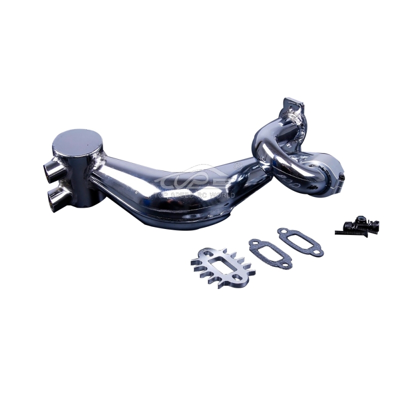 Alloy silencer exhaust pipe with Silver metal clamp for Hpi Baja 5B 5T 5SC