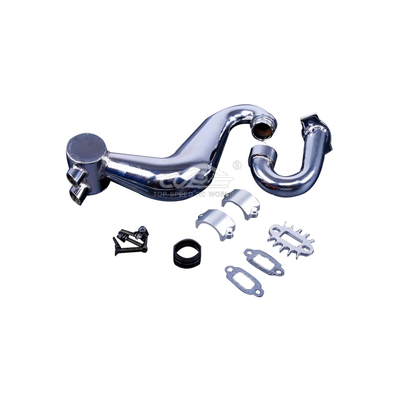 Alloy silencer exhaust pipe with Silver metal clamp for Hpi Baja 5B 5T 5SC