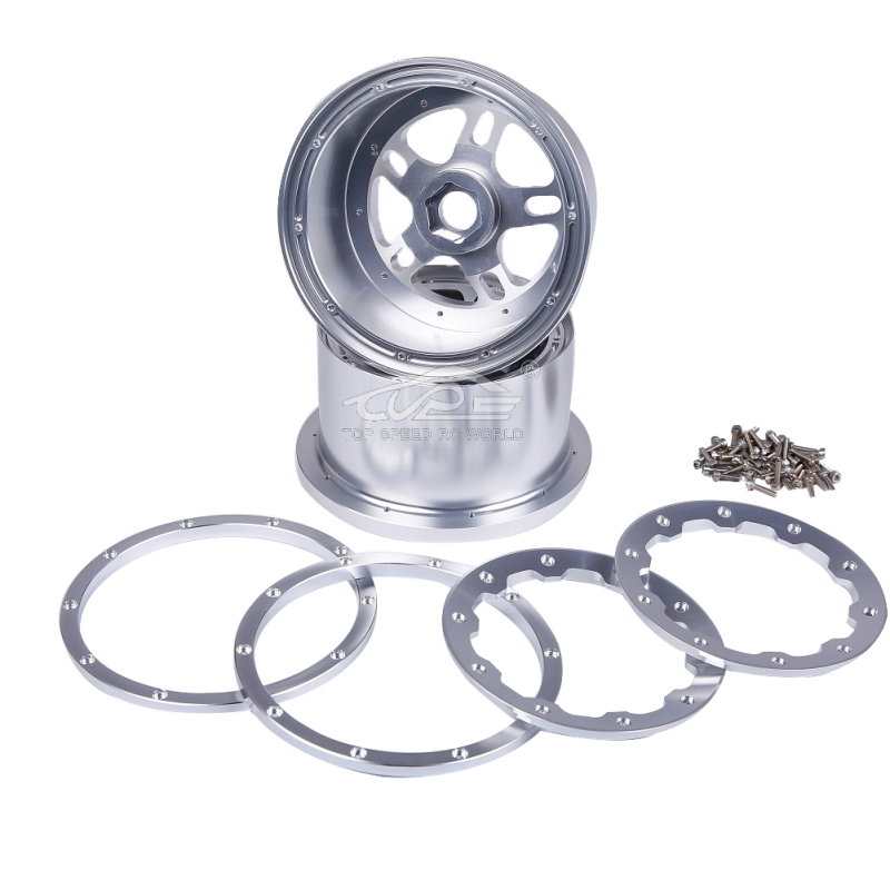 TOP SPEED RC WORLD Alloy CNC Rear wheel hub Silver for HPI Baja 5B