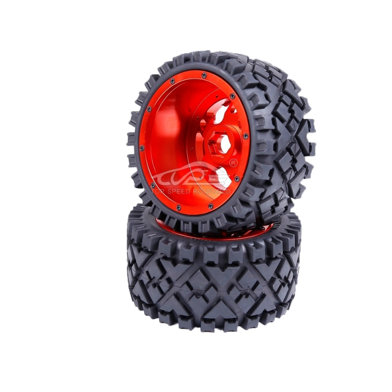 Rear All -terrian tire with Orange red hub set 2pcs for HPI Baja 5B