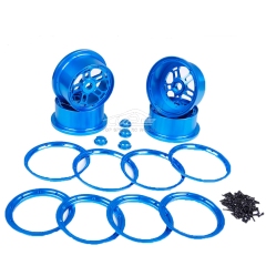 Alloy CNC Wheel Hub Kit with Nut 4Pcs Blue for Losi 5ive T
