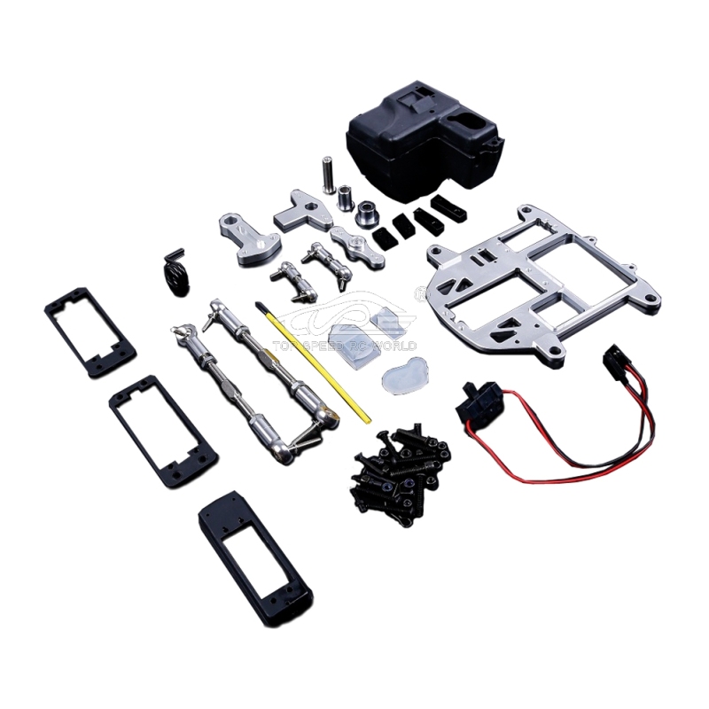 TOP SPEED RC WORLD CNC Metal Steering System with Plastic Battery Case Kit for 1/5 HPI Rovan Km BAJA 5B 5T 5SC Rc Car Parts