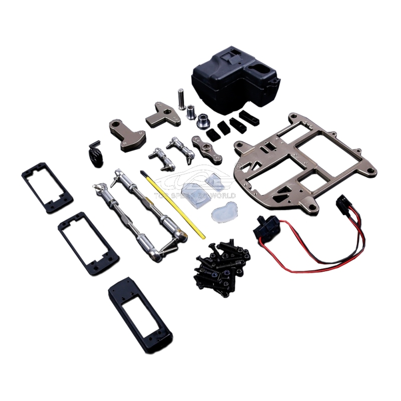 TOP SPEED RC WORLD CNC Metal Steering System with Plastic Battery Case Kit for 1/5 HPI Rovan Km BAJA 5B 5T 5SC Rc Car Parts