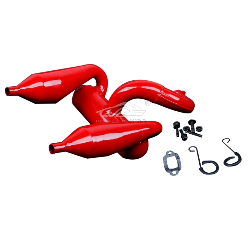 TOP SPEED RC WORLD RC TWIN Exhaust Pipe Red for Losi 5ive T