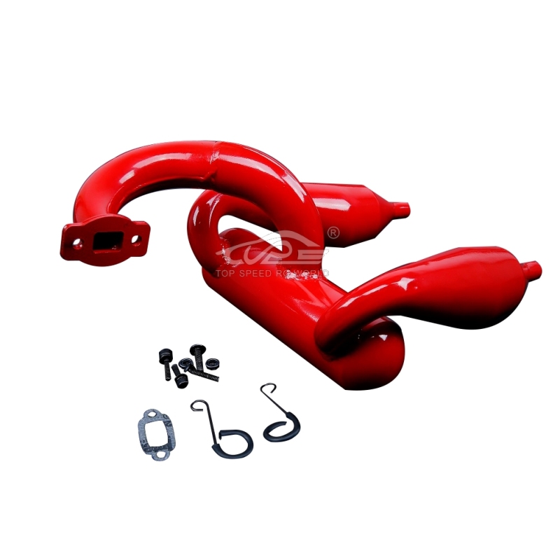 TOP SPEED RC WORLD RC TWIN Exhaust Pipe Red for Losi 5ive T