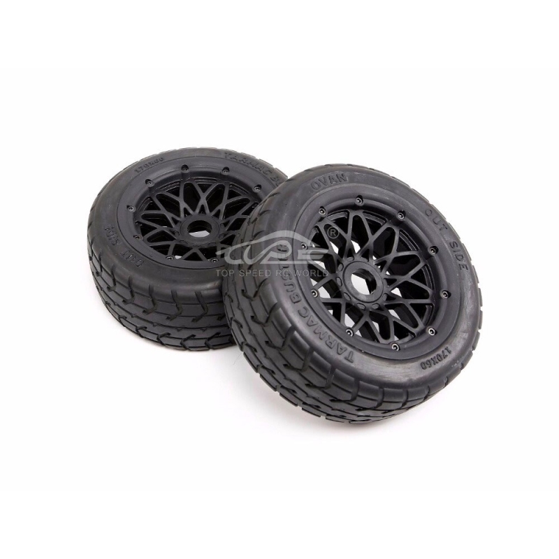 TOP SPEED RC WORLD Thicken on-Road Tire Front And Rear Wheel Tyre Assembly FOR 1/5 HPI KM Rofun Rovan BAJA 5B SS Rc Car Toys Parts