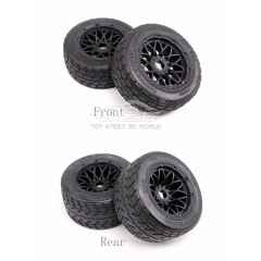 FLMLF Thicken on-Road Tire Front And Rear Wheel Tyre Assembly FOR 1/5 HPI KM Rofun Rovan BAJA 5B SS Rc Car Toys Parts