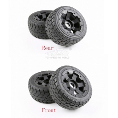 FLMLF Front and Rear on Road Tire with Wheel Hub Kit Fit for 1/5 HPI ROVAN ROFUN KM BAJA 5B SS Truck Rc Car Parts
