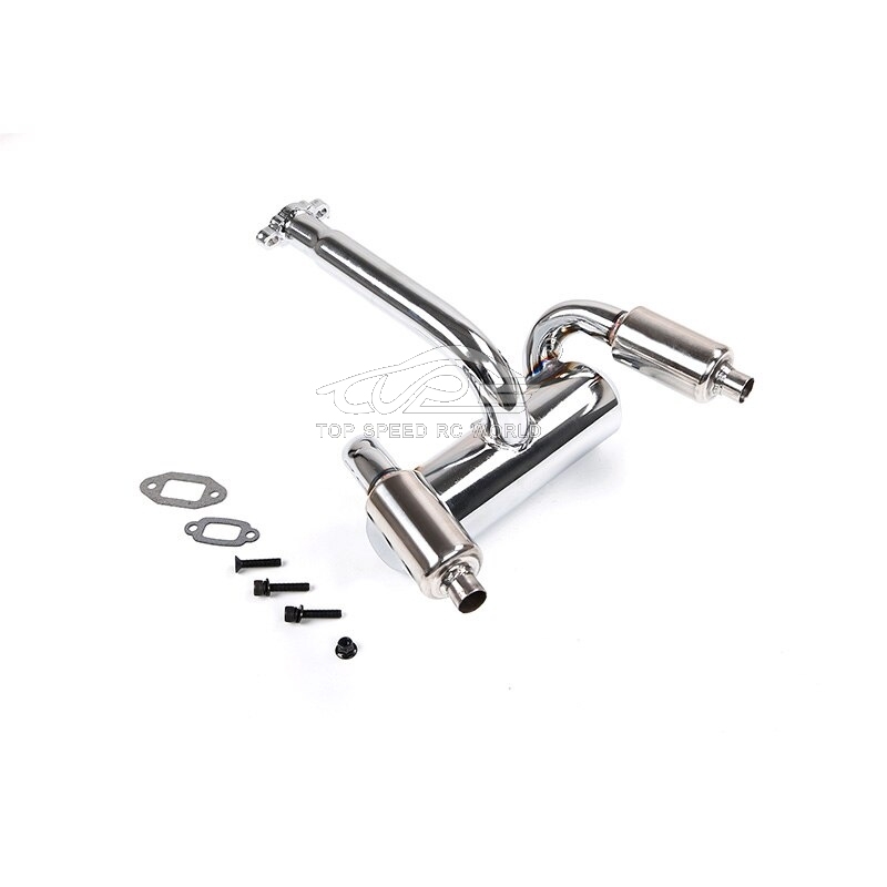 Metal Double Exhaust Pipe with Muffler Kit for 45CC Engine for 1/5 HPI ROFUN ROVAN KM BAJA 5B 5T 5SC SS TRUCK RC CAR TOYS PARTS
