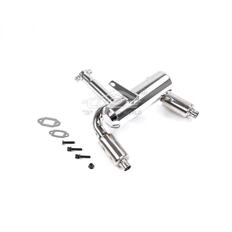 Metal Double Exhaust Pipe with Muffler Kit for 45CC Engine for 1/5 HPI ROFUN ROVAN KM BAJA 5B 5T 5SC SS TRUCK RC CAR TOYS PARTS