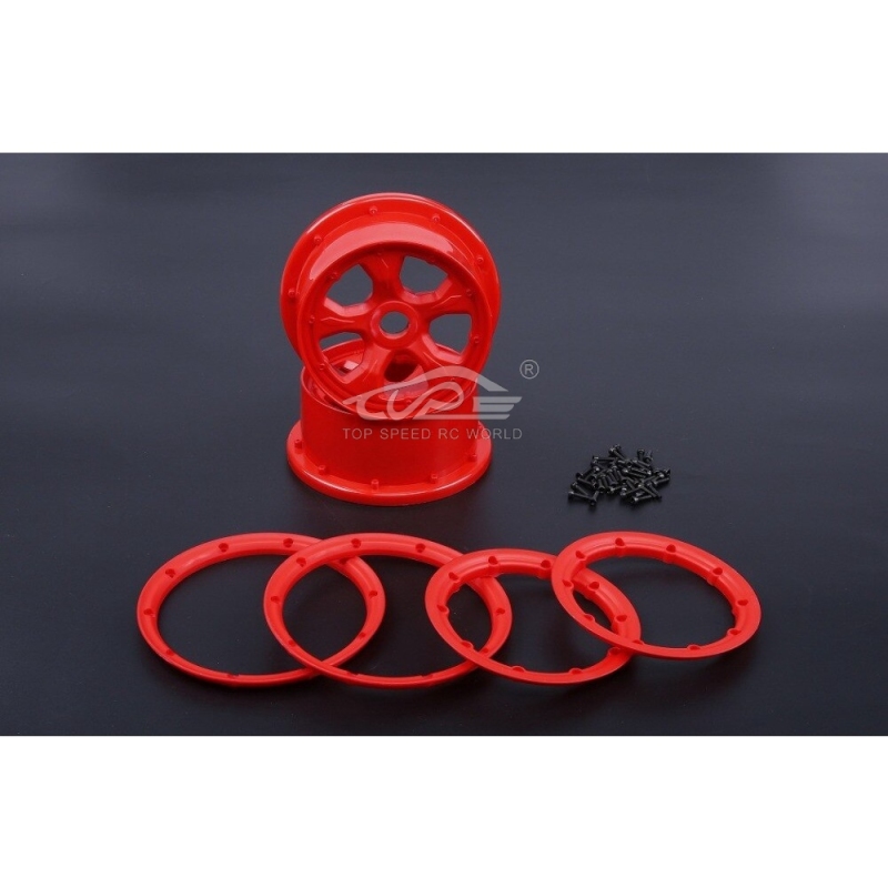 TOP SPEED RC WORLD High Strength Nylon Wheel Hubs with Beadlocks Set for 1/5 Losi 5ive-T Rovan LT King Motor X2 Baja 4wb Slt Truck Rc Car Parts