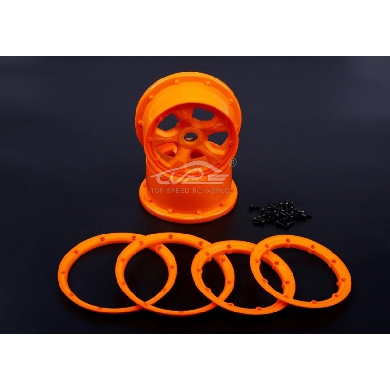 TOP SPEED RC WORLD High Strength Nylon Wheel Hubs with Beadlocks Set for 1/5 Losi 5ive-T Rovan LT King Motor X2 Baja 4wb Slt Truck Rc Car Parts