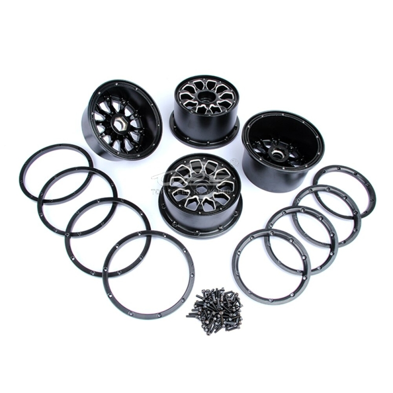 TOP SPEED RC WORLD Metal Wheel Hubs with Beadlocks Ring Set for 1/5 Hpi Rofun Rovan Kingmotor Baja 5T Truck Rc Car Toys Parts