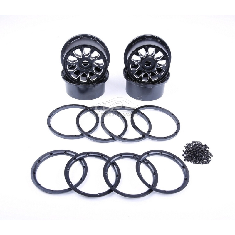 TOP SPEED RC WORLD Metal Wheel Hubs with Beadlocks Ring Set for 1/5 Hpi Rofun Rovan Kingmotor Baja 5T Truck Rc Car Toys Parts