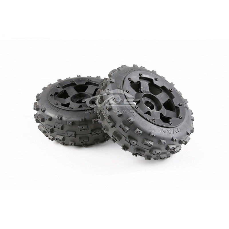 TOP SPEED RC WORLD Front Knobby Tyres and Wheel Hub Set for 1/5 Hpi Rovan Kingmotor rofun Baja 5b Rc Car Parts