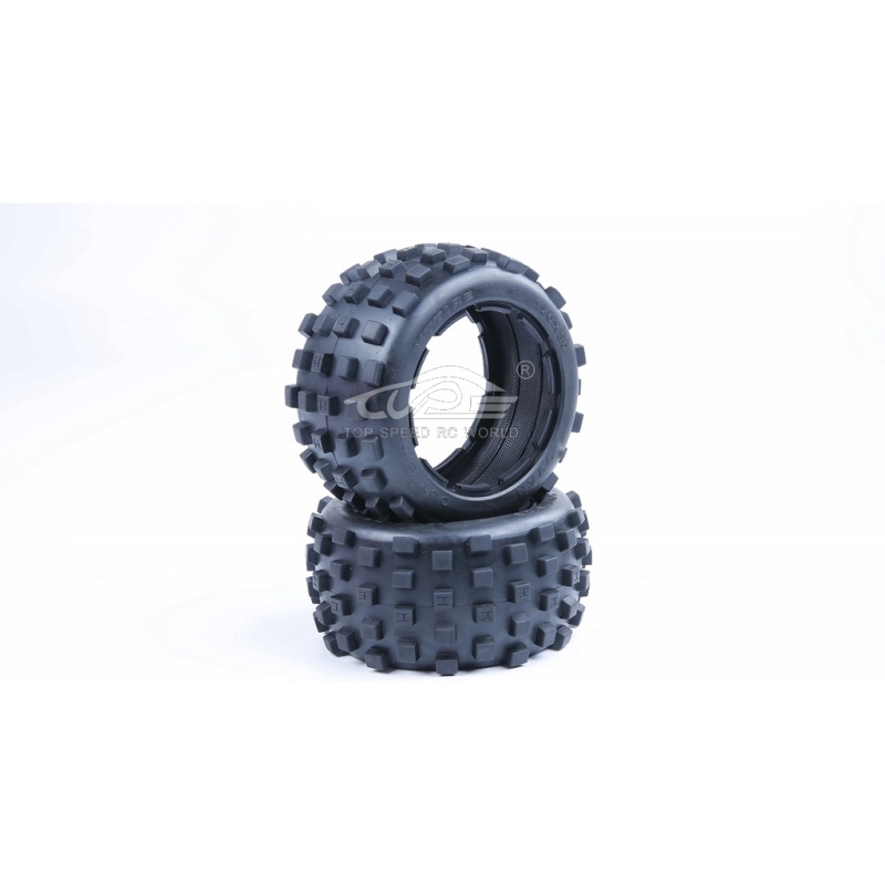 TOP SPEED RC WORLD Rear Knobby Wheel Tyre Skin 2pc for 1/5 Hpi ROFUN ROVAN Kingmotor Baja 5b Rc Car Parts