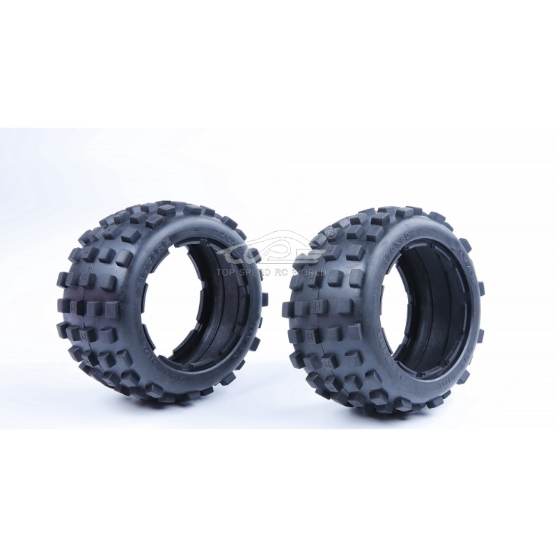 TOP SPEED RC WORLD Rear Knobby Wheel Tyre Skin 2pc for 1/5 Hpi ROFUN ROVAN Kingmotor Baja 5b Rc Car Parts