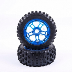 FLMLF CNC Metal Wheel Hub Whit Strong Knobby Tyres for 1/5 Rovan LT Lost 5ive-T KM X2 DDT FID RACING Truck Rc Car Parts