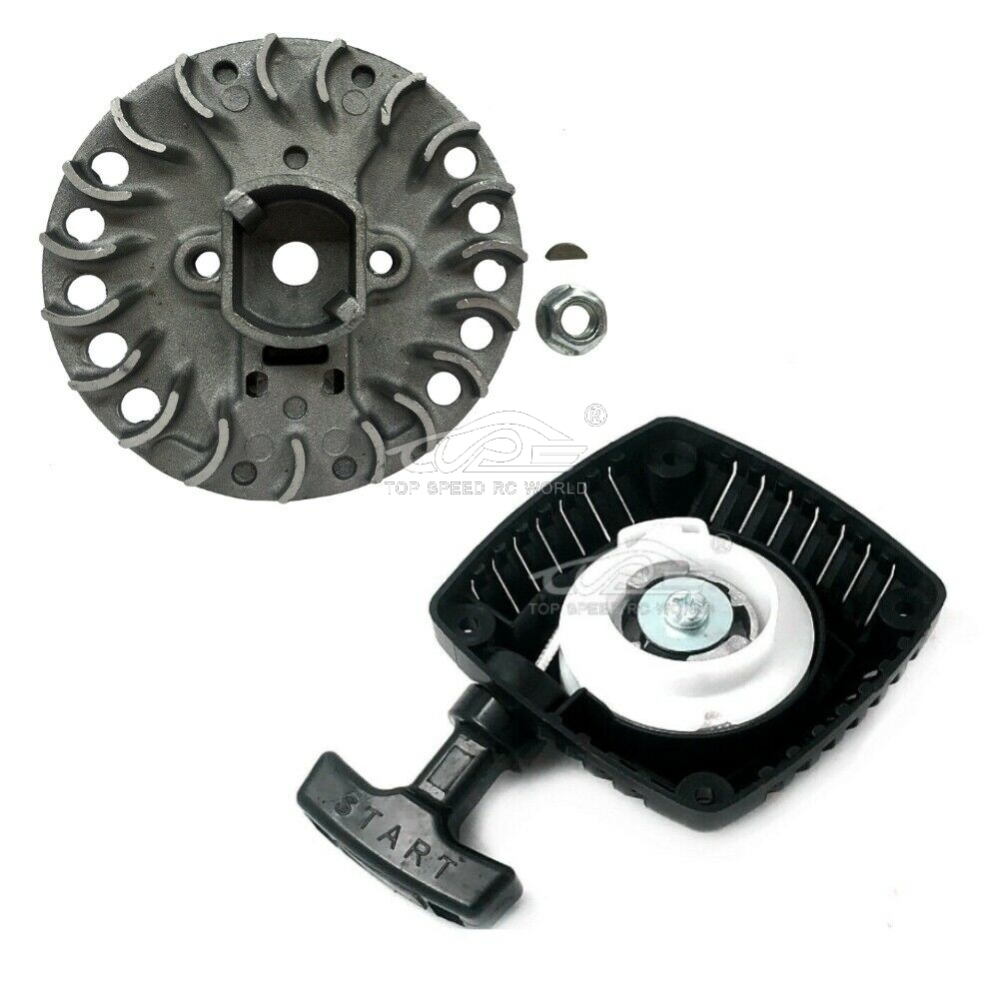 TOP SPEED RC WORLD Flywheel & Pull Starter for 1/5 Hpi Rovan Kingmotor Rofun Baja Losi 23cc-30.5cc Fg Redcat Rcmk Ddt Fid Cen Engines Parts